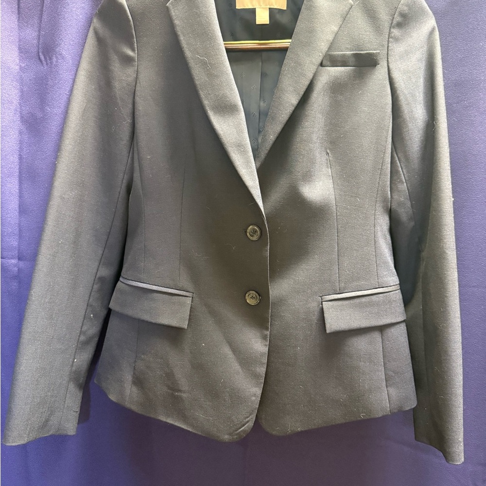 Banana Republic Women’s Wool Blend Blazer Size 4 Navy Blue Office Chic Heritage